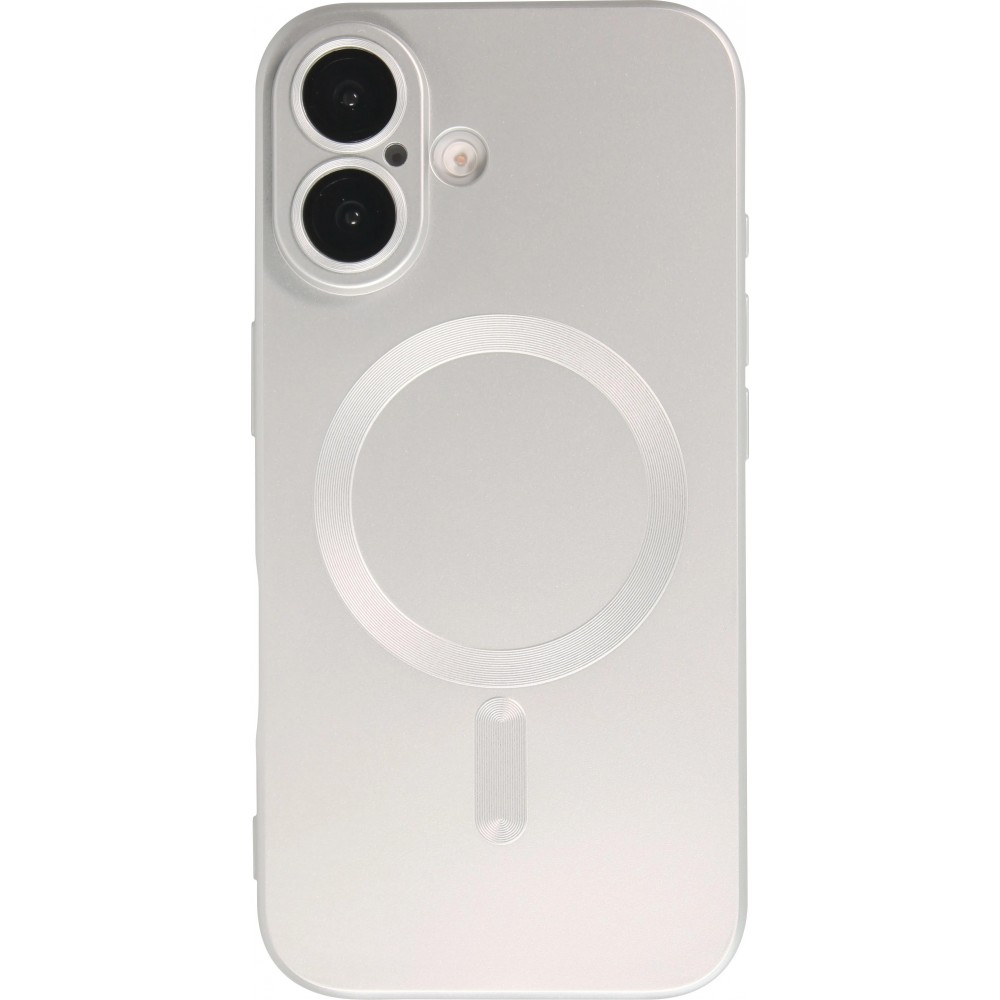 iPhone 17 Case Hülle - Gummi weich mit Kameraschutzglas MagSafe - Silber