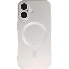 iPhone 17 Case Hülle - Gummi weich mit Kameraschutzglas MagSafe - Silber