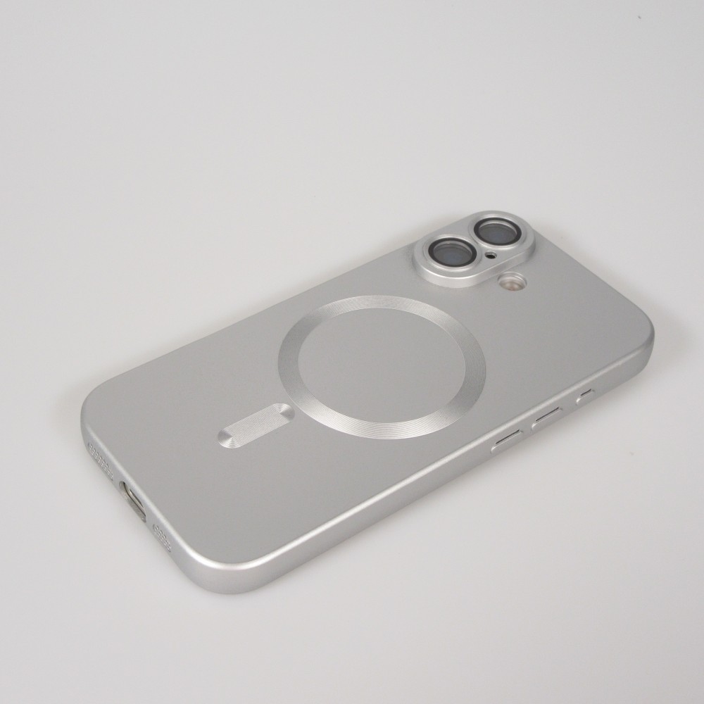 iPhone 17 Case Hülle - Gummi weich mit Kameraschutzglas MagSafe - Silber