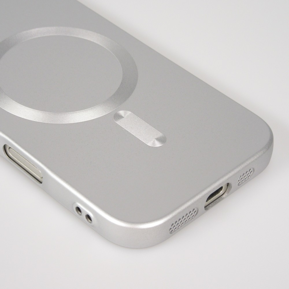 iPhone 17 Case Hülle - Gummi weich mit Kameraschutzglas MagSafe - Silber