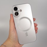 iPhone 17 Case Hülle - Gummi weich mit Kameraschutzglas MagSafe - Silber