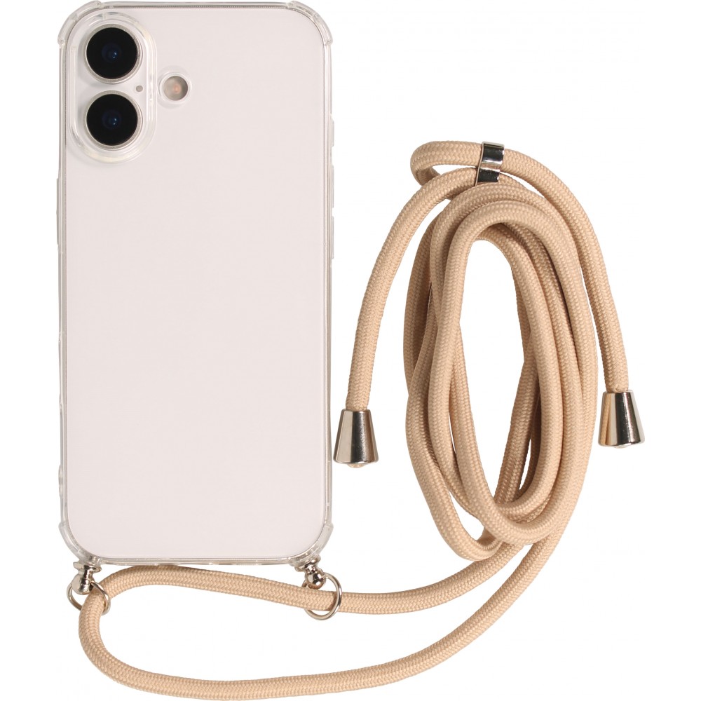 Hülle iPhone 17 - Gummi transparent mit Seil beige