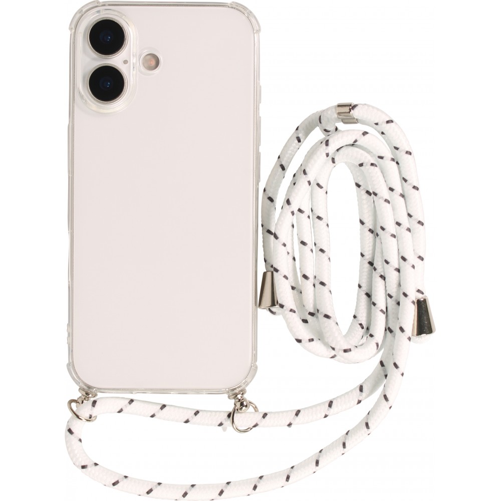 Coque iPhone 17 - Gel transparent avec lacet - Blanc tacheté