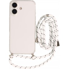 Coque iPhone 17 - Gel transparent avec lacet - Blanc tacheté