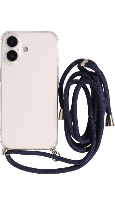 Coque iPhone 17 - Gel transparent avec lacet - Bleu