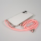 Coque iPhone 17 - Gel transparent avec lacet - Rose