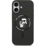 Coque iPhone 17 - Karl Lagerfeld Liquid en silicone avec design Karl et Choupette compatible MagSafe - Noir