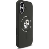 Coque iPhone 17 - Karl Lagerfeld Liquid en silicone avec design Karl et Choupette compatible MagSafe - Noir