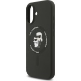 Coque iPhone 17 - Karl Lagerfeld Liquid en silicone avec design Karl et Choupette compatible MagSafe - Noir