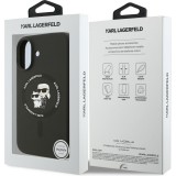 Coque iPhone 17 - Karl Lagerfeld Liquid en silicone avec design Karl et Choupette compatible MagSafe - Noir