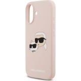 Coque iPhone 17 - Karl Lagerfeld Liquid en silicone avec design tête Karl et Choupette compatible MagSafe - Rose