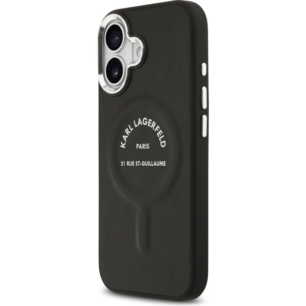 Coque iPhone 17 - Karl Lagerfeld PU RSG Logo MagSafe élégante et protectrice - Noir