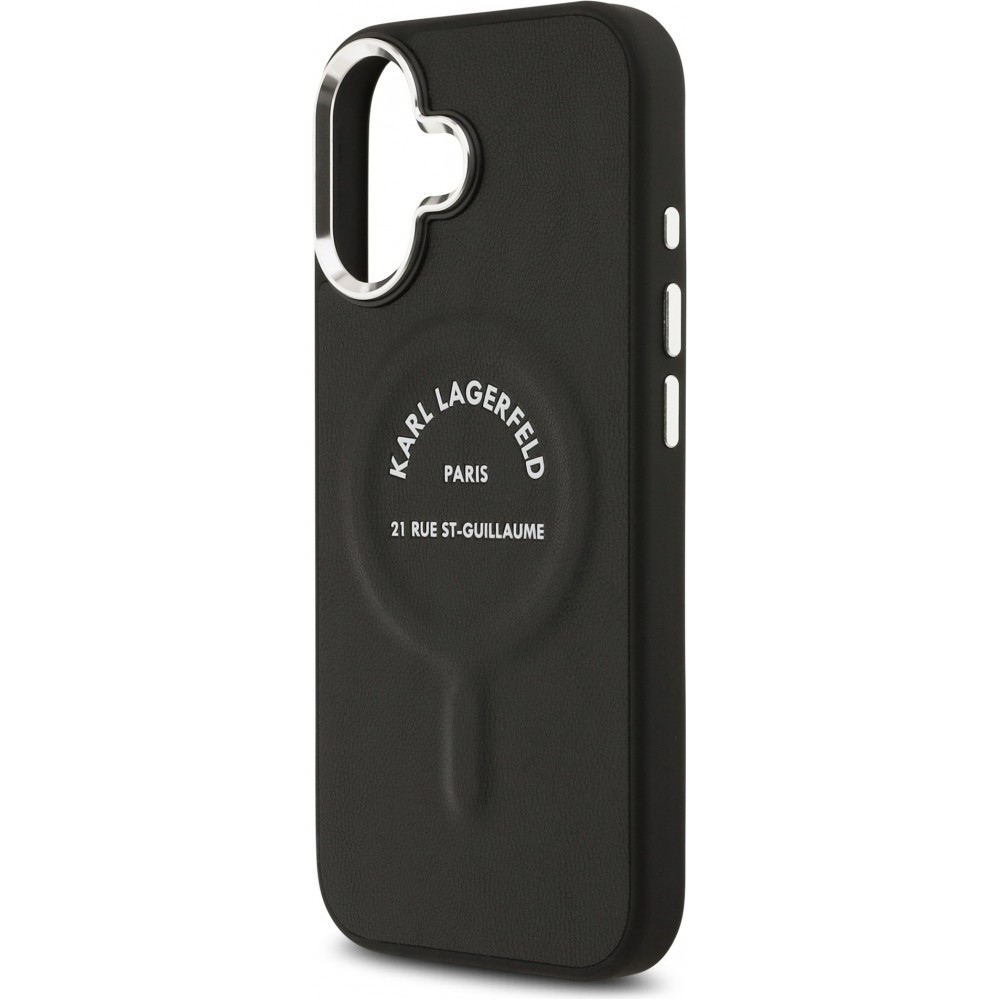 Coque iPhone 17 - Karl Lagerfeld PU RSG Logo MagSafe élégante et protectrice - Noir