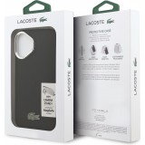 Coque iPhone 17 - Lacoste Iconique Petit Piqué MagSafe avec support en métal sur la caméra - Noir