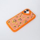 iPhone 17 Case H&uuml;lle - Lemons mit Rosa-Orange Streifen Gepolsterter Rundumschutz mit Silikonrand - Orange