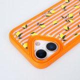 iPhone 17 Case H&uuml;lle - Lemons mit Rosa-Orange Streifen Gepolsterter Rundumschutz mit Silikonrand - Orange