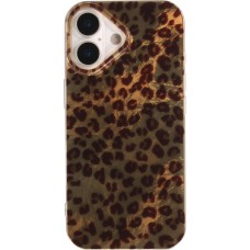 Coque iPhone 17 - Léopard marron holographique en silicone rigide effet miroir - Brun