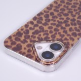 Coque iPhone 17 - Léopard marron holographique en silicone rigide effet miroir - Brun