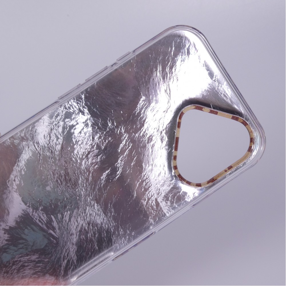 Coque iPhone 17 - Léopard marron holographique en silicone rigide effet miroir - Brun