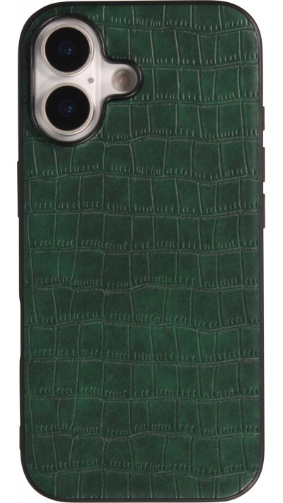 Coque iPhone 17 - Look cuir crocodile textur&eacute; en silicone semi-rigide r&eacute;sistant et &eacute;l&eacute;gant - Vert