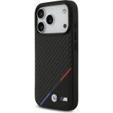 Coque iPhone 17 Pro - BMW M Carbon Tricolor Line compatible MagSafe protection premium - Noir