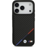 Coque iPhone 17 Pro - BMW M Carbon Tricolor Line compatible MagSafe protection premium - Noir