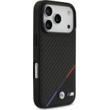 Coque iPhone 17 Pro - BMW M Carbon Tricolor Line compatible MagSafe protection premium - Noir