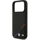 Coque iPhone 17 Pro - BMW M Carbon Tricolor Line compatible MagSafe protection premium - Noir