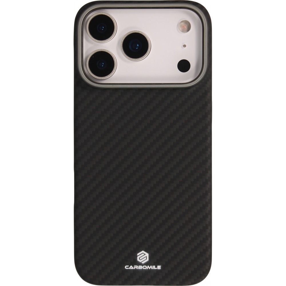iPhone 17 Pro Max Case Hülle - Carbomile Schutzcase aus echtem Aramid Carbonfaser - Schwarz