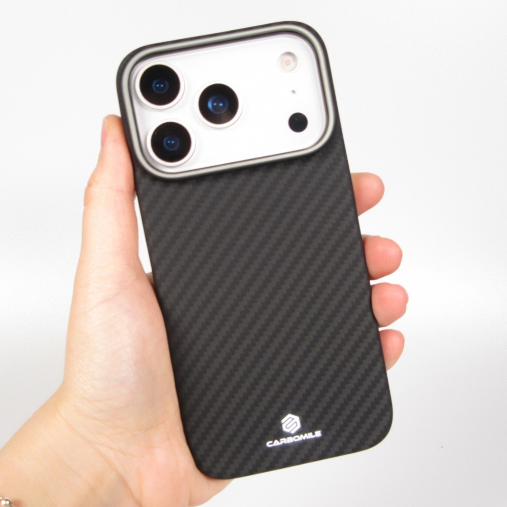 iPhone 17 Pro Max Case Hülle - Carbomile Schutzcase aus echtem Aramid Carbonfaser - Schwarz
