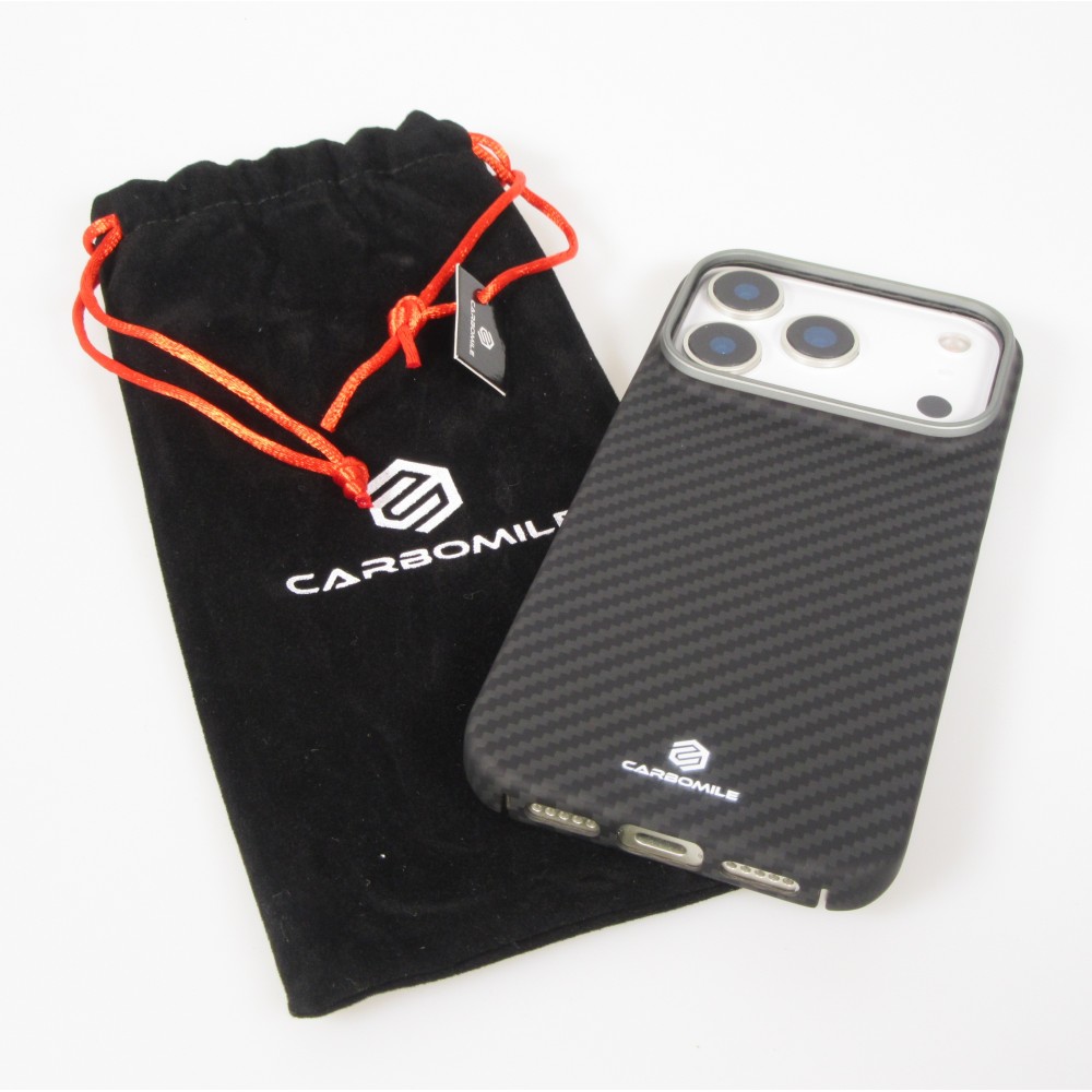 iPhone 17 Pro Max Case Hülle - Carbomile Schutzcase aus echtem Aramid Carbonfaser - Schwarz