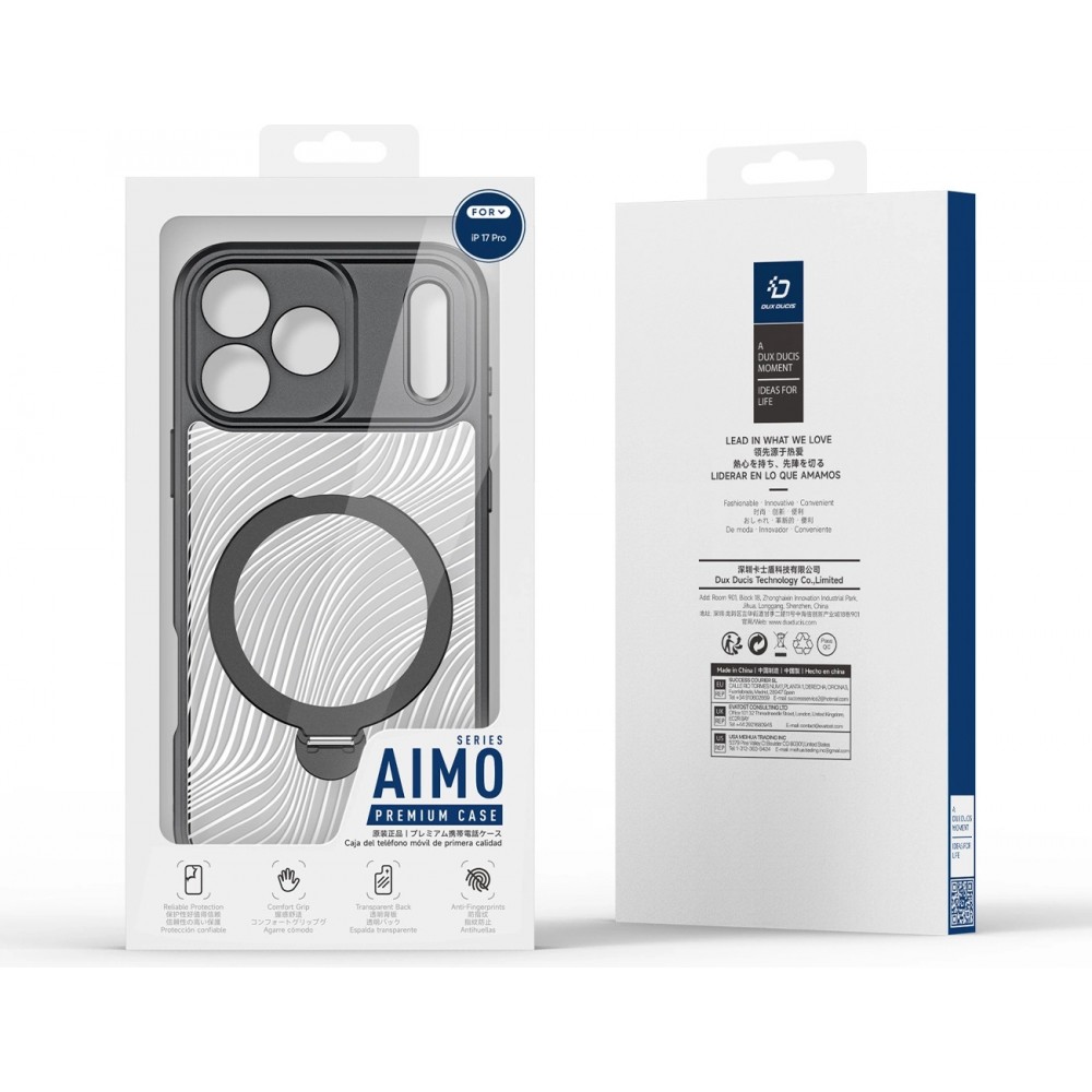 Coque iPhone 17 Pro - Dux Ducis Aimo Mag Series avec support et anneau magnétique  - Noir