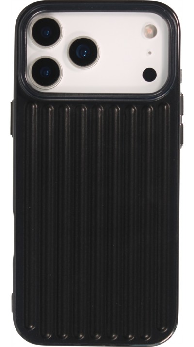 Coque iPhone 17 Pro Max - Effet ondul&eacute; 3D design souple et brillant lignes en relief styl&eacute;es - Noir