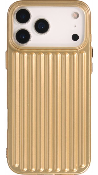 Coque iPhone 17 Pro Max - Effet ondul&eacute; 3D design souple et brillant lignes en relief styl&eacute;es - Or