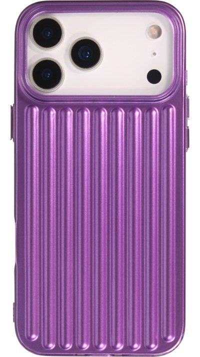 Coque iPhone 17 Pro Max - Effet ondul&eacute; 3D design souple et brillant lignes en relief styl&eacute;es - Violet