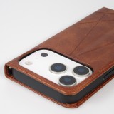 Coque iPhone 17 Pro - Flip Géometrique brun foncé