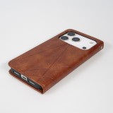 Coque iPhone 17 Pro - Flip Géometrique brun foncé
