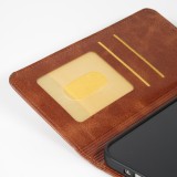 Coque iPhone 17 Pro - Flip Géometrique brun foncé