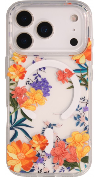 Coque iPhone 17 Pro - Floral Lianes MagSafe en silicone résistante - Multicolor
