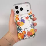 Coque iPhone 17 Pro - Floral Lianes MagSafe en silicone résistante - Multicolor