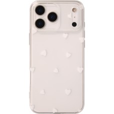 Coque iPhone 17 Pro Max - Gel petit coeur transparent - Blanc
