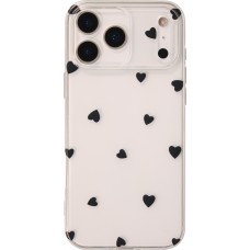 Coque iPhone 17 Pro - Gel petit coeur transparent - Noir