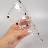Coque iPhone 17 Pro - Gel petit coeur transparent - Noir