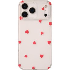 Coque iPhone 17 Pro - Gel petit coeur transparent - Rouge