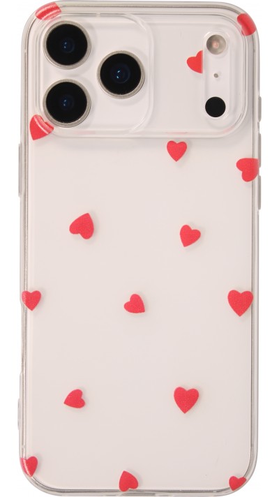Coque iPhone 17 Pro - Gel petit coeur transparent - Rouge