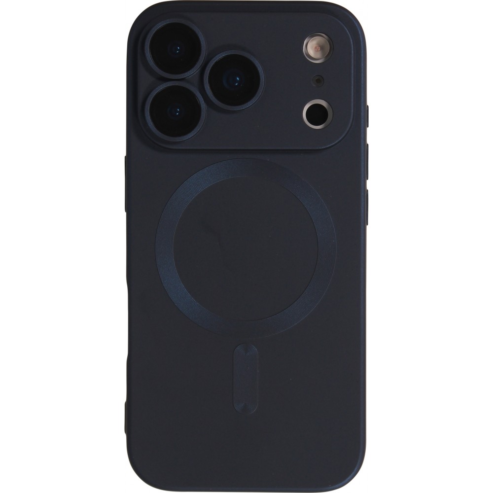 Coque iPhone 17 Pro - Gel souple avec vitre de protection caméra MagSafe - Bleu foncé