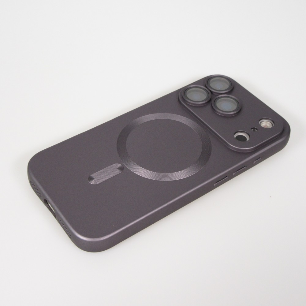Coque iPhone 17 Pro Max - Gel souple avec vitre de protection caméra MagSafe - Gris foncé