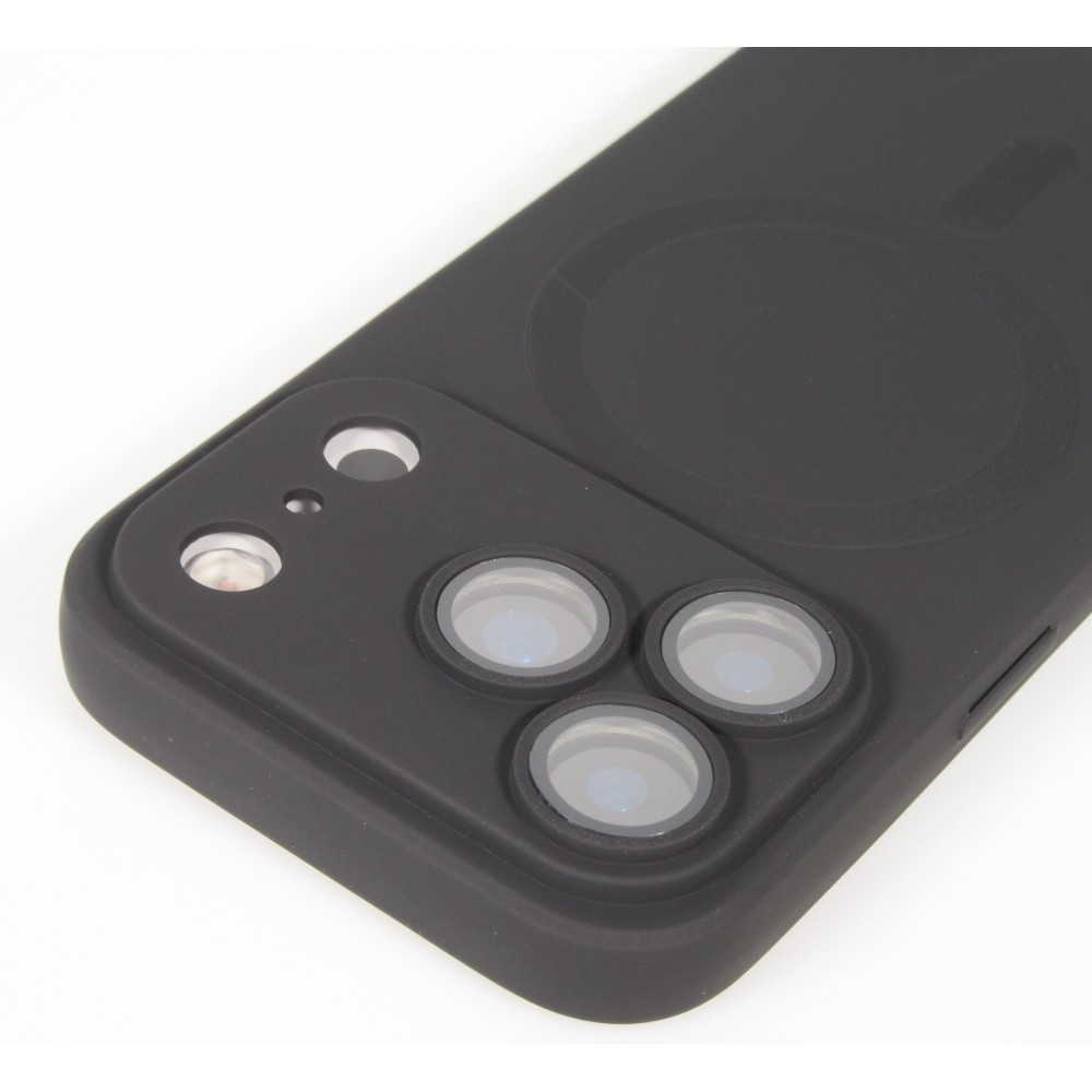 Coque iPhone 17 Pro - Gel souple avec vitre de protection caméra MagSafe - Noir