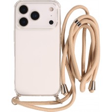 Coque iPhone 17 Pro - Gel transparent avec lacet beige
