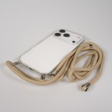 Coque iPhone 17 Pro - Gel transparent avec lacet beige